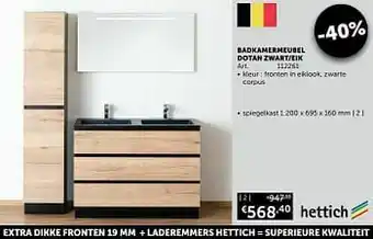 Zelfbouwmarkt Badkamermeubel dotan zwart-eik spiegelkast aanbieding