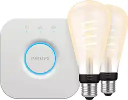 Coolblue Philips Hue Filament White Ambiance Edison XL 2-Pack + Bridge aanbieding