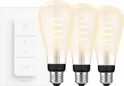 Coolblue Philips Hue Filament White Ambiance Edison XL Lot de 3 + Variateur aanbieding