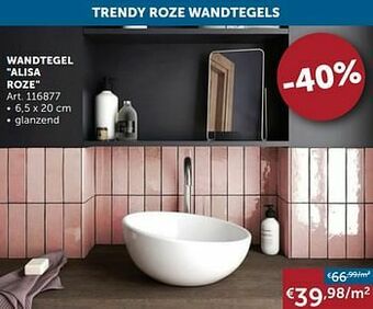 Zelfbouwmarkt Wandtegel alisa roze aanbieding