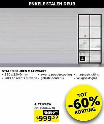Zelfbouwmarkt Stalen deuren mat zwart trixi 8w aanbieding