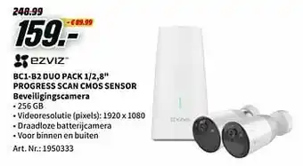MediaMarkt Ezviz bc1-b2 duo pack 1-2,8`` progress scan cmos sensor beveiligingscamera aanbieding