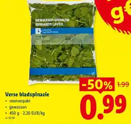 Lidl Verse bladspinazie aanbieding