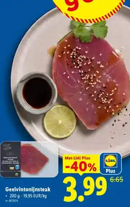 Lidl Geelvintonijnsteak aanbieding