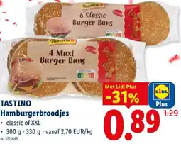 Lidl Tastino Hamburgerbroodjes aanbieding