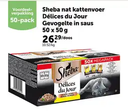 AVEVE Sheba nat kattenvoer Délices du Jour Gevogelte in saus 50 x 50 g aanbieding