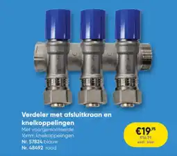 Toolstation Verdeler met Afsluitkraan en Knelkoppelingen aanbieding