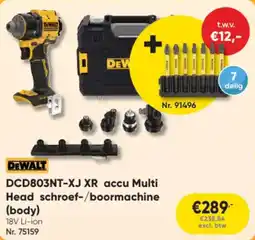 Toolstation DEWALT DCD803NT-XJ XR accu Multi Head schroef-/boormachine (body) aanbieding
