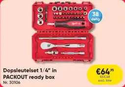 Toolstation Dopsleutelset 1/4" in Packout ready box aanbieding