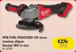 Toolstation Milwaukee M18 FUEL FSAG125X-OX accu haakse slijper (body) 18V Li-ion aanbieding