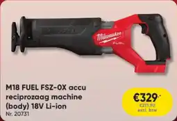 Toolstation Milwaukee M18 FUEL FSZ-OX accu reciprozaag machine (body) 18V Li-ion aanbieding