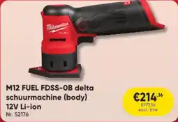 Toolstation Milwaukee M12 FUEL FDSS-OB delta schuurmachine (body) 12V Li-ion aanbieding