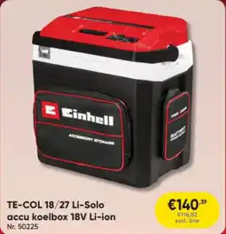 Toolstation Einhell TE-COL 18/27 Li-Solo accu koelbox 18V Li-ion aanbieding