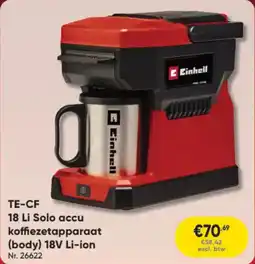 Toolstation Einhell TE-CF 18 Li Solo accu koffiezetapparaat (body) 18V Li-ion aanbieding