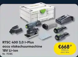 Toolstation Festol RTSC 400 3,0 1-Plus Accu Vlakschuurmachine 18V Li-ion aanbieding