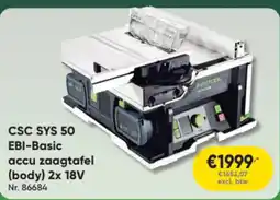 Toolstation Festool CSC SYS 50 EBI-Basic Accu Zaagtafel (body) 2x 18V aanbieding