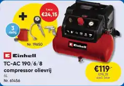 Toolstation Einhell TC-AC 190/6/8 Compressor Olievrij aanbieding