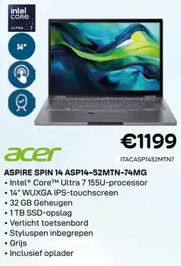 CompuDeals Acer aspire Spin 14 ASP14-52MTN-74MG aanbieding