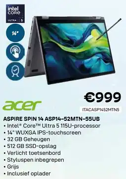 CompuDeals Acer Aspire Spin 14 ASP14-52MTN-55UB aanbieding
