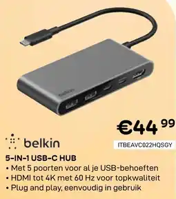 CompuDeals Belkin 5-in-1 USB C Hub aanbieding