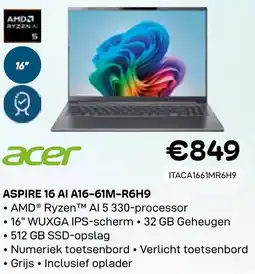 CompuDeals Acer Aspire 16 AI A16-61M-R6H9 aanbieding