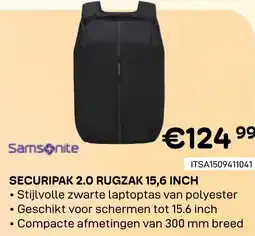CompuDeals Samsonite Securipak 2.0 Rugzak aanbieding