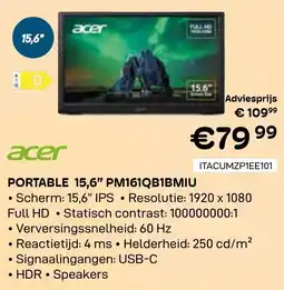 CompuDeals Acer Portable PM161QB1BMIU aanbieding