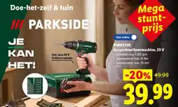Lidl Parkside Accuschroefboormachine, 20 V aanbieding