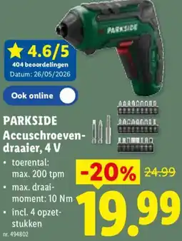 Lidl PARKSIDE Accuschroevendraaier, 4 V d aanbieding