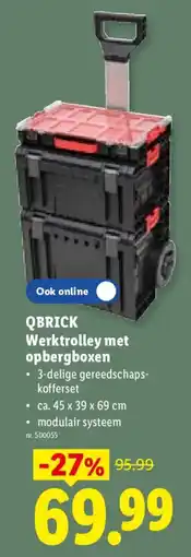 Lidl Qbrick werktrolley met opbergboxen aanbieding