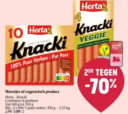 Delhaize Herta Knacki Worstjes of vegetarisch product aanbieding