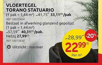 Brico Vloertegel Torano Statuario aanbieding
