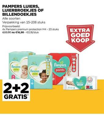 Jumbo Pampers Luiers, Luierbroekjes Of Billendoekjes aanbieding