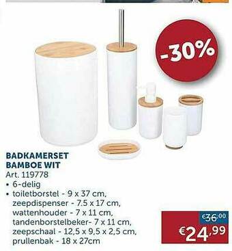 Zelfbouwmarkt Badkamerset Bamboe Wit aanbieding