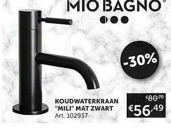 Zelfbouwmarkt Koudwaterkraan Mili Mat Zwart aanbieding