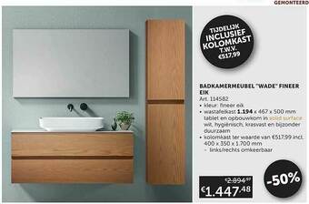 Zelfbouwmarkt Badkamermeubel Wade Fineer Eik aanbieding