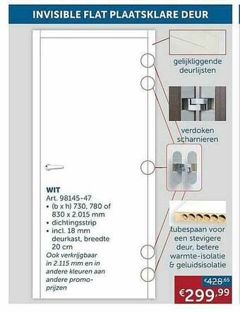 Zelfbouwmarkt Invisible Flat Plaatsklare Deur aanbieding