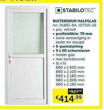Zelfbouwmarkt Buitendeur Halfglas aanbieding