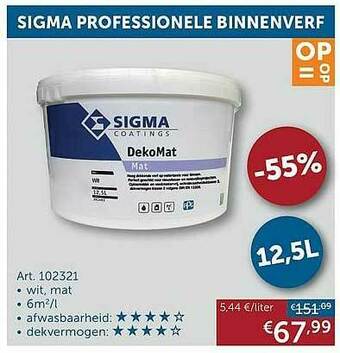 Zelfbouwmarkt Sigma Professionele Binnenverf aanbieding