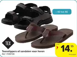 Carrefour Teenslippers of sandalen voor heren aanbieding