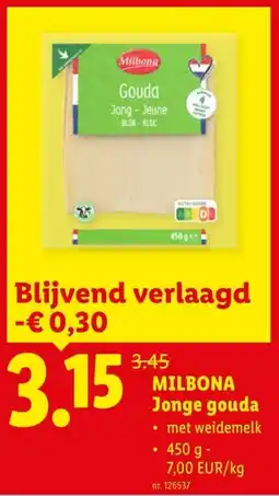 Lidl Milbona Jonge gouda aanbieding