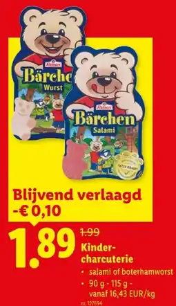 Lidl Kinder charcuterie aanbieding