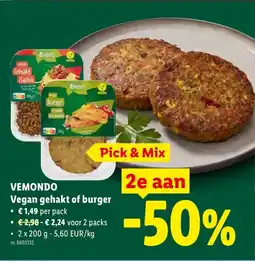 Lidl Vemondo Vegan gehakt of burger aanbieding