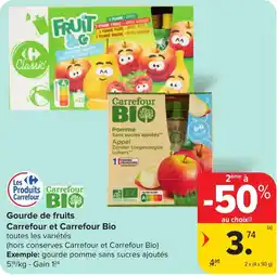 Carrefour Gourde de fruits Carrefour et Carrefour Bio aanbieding