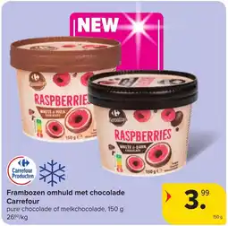 Carrefour Frambozen omhuld met chocolade Carrefour aanbieding