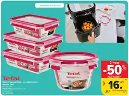 Carrefour Tefal Glazen bewaardozen met clipdeksels Master Seal aanbieding