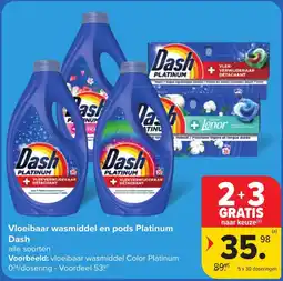 Carrefour Vloeibaar wasmiddel en pods Platinum Dash aanbieding