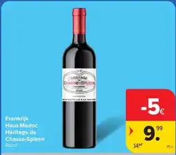 Carrefour Frankrijk Haut-Médoc Héritage de Chasse-Spleen Rood aanbieding