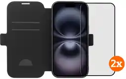 Coolblue BlueBuilt Apple iPhone 17 Book Case Leer Zwart + Screenprotector Glas Duo Pack aanbieding