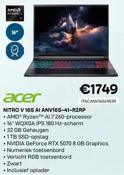 CompuDeals Acer Nitro V 16S AI ANV16S-41-R2RP aanbieding